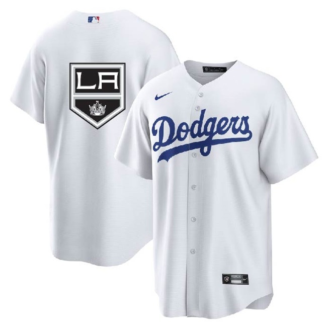 Men's White Los Angeles Dodgers & Kings Cool Base Stitched Jersey